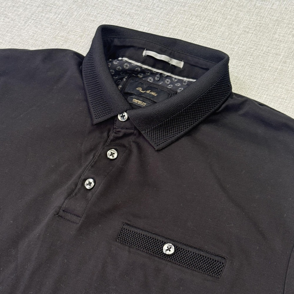 Porter & Ash Polo Shirt Mens Large Black‎ Short Sleeve Cotton Pocket Collared